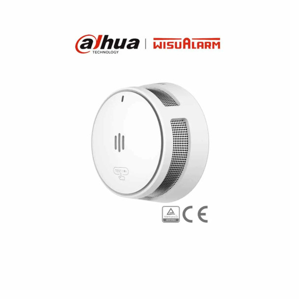 DAHUA WISUALARM DHI-HY-SA40A - Detector de Humo Standalone (Autonomo), Sensor Fotoeléctrico, Sonido de Alarma de 85dB, Batería Sellada de hasta 10 años, Alarma Visual y Audible, Certificaciones TÜV and CE