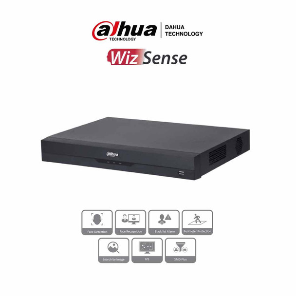 DAHUA NVR2208-8P-I2 - NVR de 8 Megapixeles/ 8 Canales IP/ WizSense/ 8 Puertos PoE/ Smart H.265+/ 1 Ch de Reconocimiento Facial y FD/ Hasta 10 Bases de Datos de Rostros/ 2 Puertos SATA/ SMD Plus/ Max. Decodificación de 6x1080p FPS/ Onvif