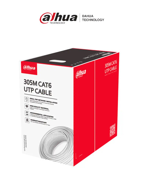 DAHUA DH-PFM920I-6UN-C-white- Bobina de Cable UTP Cat 6 100% Cobre/ Color Blanco/ 305 Metros/ para Interior/ Ideal para Redes y Video/ Certificado CPR Eca Retardante/ Estandares Q/DXJ 067-2019, EN50575-2014/ LSZH