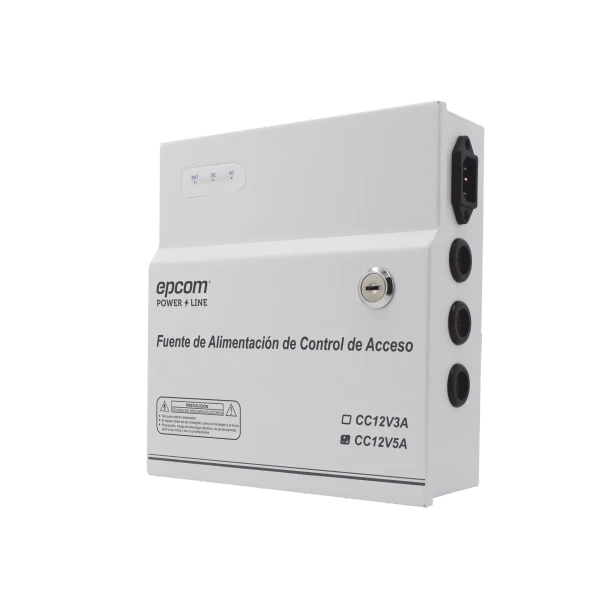 EPCOM POWER AC-PS-T12-05 Fuente de Alimentación / 1 Salida 11-15 Vcc / 5 A / Temporizador Integrado / Con Capacidad de Batería de Respaldo / Requiere Batería / Aplicaciones en sistemas de control de Acceso
