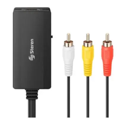 STEREN 208-140 CONVERTIDOR HDMI A RCA CONECTA TUS DISPOSITIVOS DIGITALES A TU TV CON ENTRADAS ANALOGAS - SOPORTA ENTRADA DE ALTA DEFINICION HD 1080P CABLE RCA 1 METRO CABLE USB A MINI USB 1M 