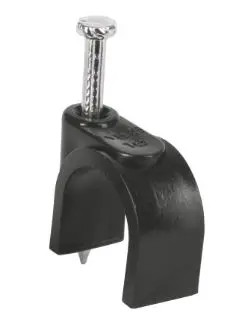 VOLTECK GCU-16N 48284 BOLSA CON 20 GRAPAS NEGRAS DE 16mm PARA CABLE REDONDO - FABRICADAS EN POLIETILENO INCLUYE CLAVO, PARA CABLES COAXIALES O REDONDOS