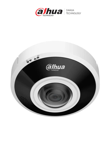 DAHUA DH-IPC-EBW5641P-AS-Cámara IP Fisheye/ 6MP/WizMind/ WDR/Heatmap/conteo de personas/protección perimetral/ LED IR integrado 15m/ deep learning/ E&S Alarma y Audio/ Ranura para tarjeta Micro SD de hasta 1 TB/ Audio bidireccional/ PoE/IK10