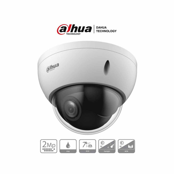 DAHUA SD22204DB-GC - Cámara PTZ Mini Domo Antivandálica de 2 Megapíxeles/ analógica / 4X de Zoom Óptico/ IP66/ IK10/ Starlight/ HLC/ 30FPS/ 3DNR