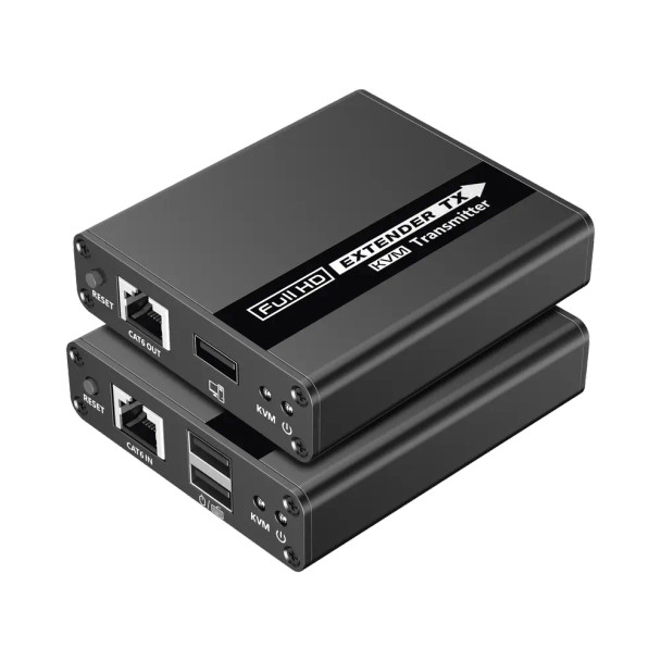 EPCOM TITANIUM TT223KVM Kit extensor KVM (HDMI y USB) | 40m 4k@30Hz 40m | 1080P@60Hz | Cat 6, 6a y 7 | CERO LATENCIA | HDR | Salida Loop | Uso 24/7 | Salida de audio de 3.5mm | Transmite el Video y Controla tu DVR vía USB a distancia. 