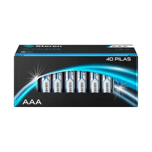 STEREN BAT-AAA40 PAQUETE DE  40 PILAS ALCALINAS "AAA"