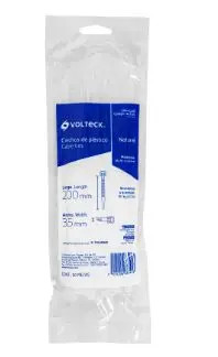 VOLTECK CIN-4020 44304 BOLSA CON 50 CINCHOS PLASTICOS 40lb 200 x 3.5mm NATURAL -FABRICADOS EN NYLON - SEGURO AUTOMATICO -  UTILES PARA SUJETAR -ARMAR Y ORDENAR CABLES ELECTRICOS 