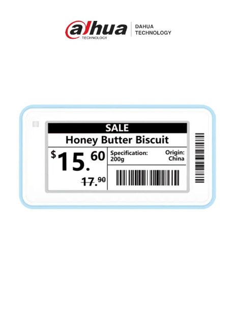 DAHUA DHI-ESL-E021C-NF - Etiqueta Electrónica ESL de 2.13" / Recomendada para aplicaciones de bajas temperaturas -25 a 25°C / Bluetooth 5.1 / Indicador LED / Blanco y negro / Baterías reemplazables / Tinta electrónica de 104 x 212 / Cobertura: 25-30
