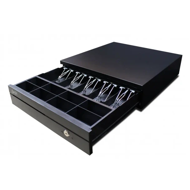 GHIA GCD581 - Cajon de Dinero - Acero - 5 Billetes - 8 Monedas - RJ11 para Impresora de Recibos - 405x420x100 mm (L x W x H) - Color Negro