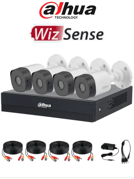 DAHUA DHI-KIT/XVR1B04-I/T/4-B1A11N-0280B  - Kit de 4 canales HD/ Cámaras B1A11 de 1 MP/ Lente de 2.8mm/ Soporta 4 Canales más 1 IP o Hasta 5 Canales IP/ SMD Plus / Compresión H.265/ Cámaras de Policarbonato
