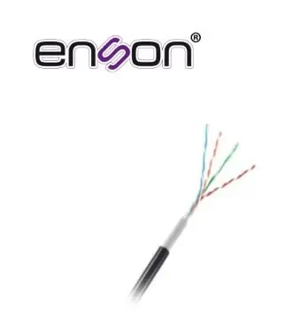ENSON 12252B305 CABLE UTP CAT5E CCA PARA EXTERIOR SERIE ECO CALIBRE 24 AWG DOBLE FORRO PVC NEGRO RETARDANTE DE FLAMA Y RESISTENTE A RAYOS UV 305 METROS