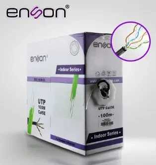 ENSON 12251B100  CABLE UTP CAT5E SERIE ECO CALIBRE 24AWG CCA BOBINA DE 100MTS PVC NEGRO USO INTERIOR