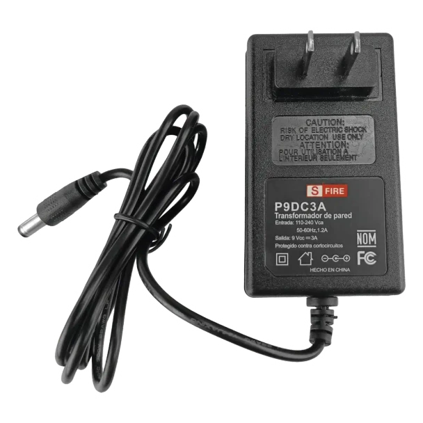 S-FIRE P9DC3A 9 Vcc / 3 A / Fuente de poder / Voltaje de Entrada de 100-240 Vca / Para Usos Múltiples / Video Vigilancia, Acceso, Asistencia, Alarmas, Etc.