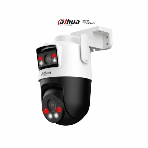 DAHUA IPC-WPT1539DD-SW-5E2-PV - Cámara IP PT Wifi Dual de 10 MP, 2 Lentes de 5 MP cada uno (Fijo y PT), Iluminador Dual Inteligente/ IR de 50m, Microfono y Altavoz Integrados, IA, Autotracking, Disuación activa, Ranura MicroSD, IP66