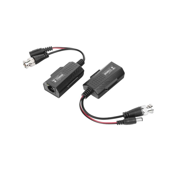 EPCOM TT-101-PV-TURBO Kit de transceptores activos con conector para alimentación (12V/24Vcc/AC) TurboHD para aplicaciones de video por UTP Cat5e/6 en HD. Distancia de hasta 150 m en 4K