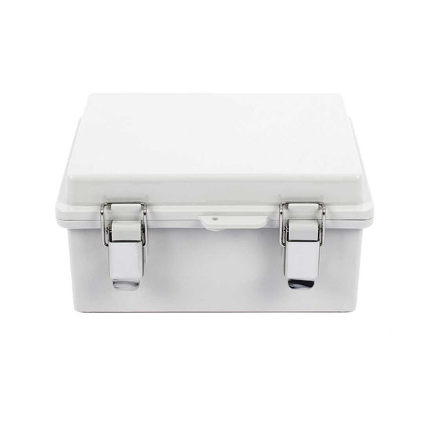 PRECISION PST-1722-11E Gabinete de Plástico ABS, Uso en Intemperie IP66 (170 x 220 x 110 mm) Cierre por broche Inoxidable y Permite Cerrado con Candado y Llave (Perno 5mm) No Incluido.