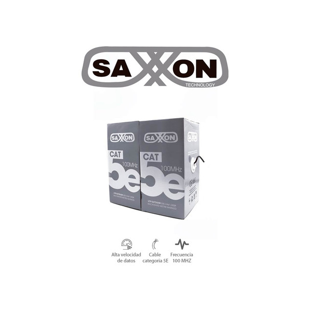 SAXXON OUTP5ECCAEXT - Cable UTP CCA, categoría 5E, color negro, 305 metros para exterior, con 4 pares y doble forro