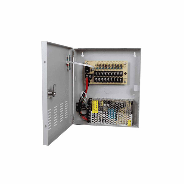 SAXXON PSU1210D9 - Fuente de Poder de 12 vcd/ 10 Amperes/ Para 9 Camaras/ 1.1 Amper por Canal/ Protección contra Sobrecargas/ Certificación UL