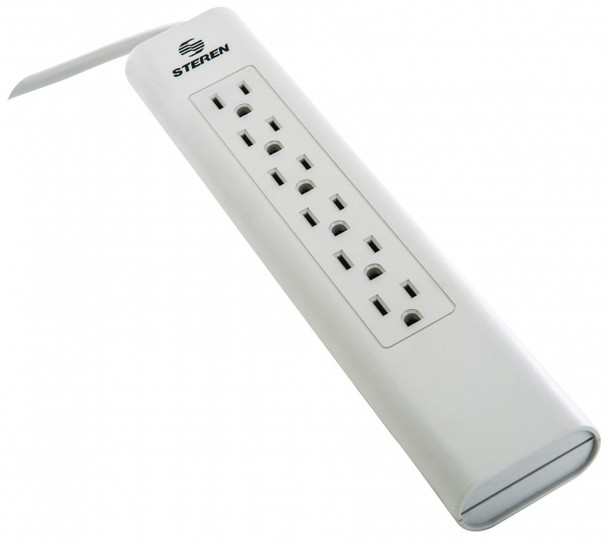 STEREN 905-215 MULTICONTACTOS DE 6 SALIDAS,con cable de 2,5 m de longitud, ideal para llegar a esos lugares que necesitas energizar.Sus 6 contactos son polarizados, tiene protector contra picos de voltaje y sobrecarga.