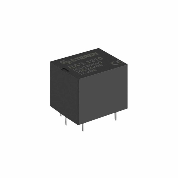 STEREN RAS-1210 RELEVADOR COMPACTO DE 1Polo 2 Tiros, Bobina de12V, 20A, 10 A. Ideal para equipos y proyectos electrónicos.