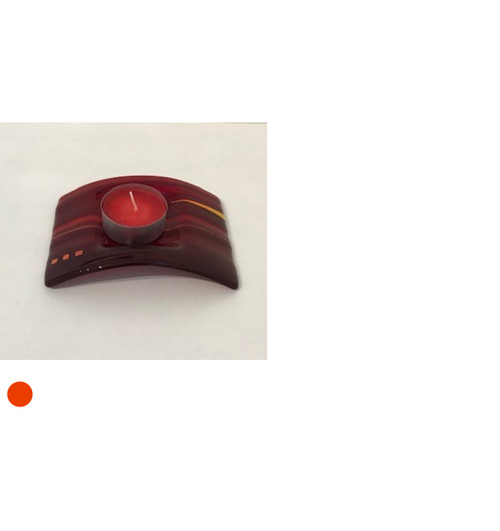 Fused Glass Single Candle Arc in Red by Harmonies in Wood SOLD