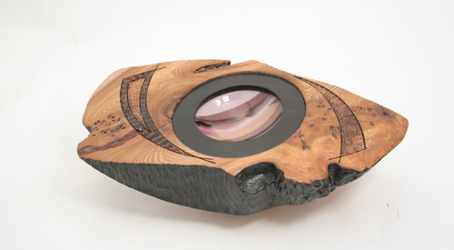 Burr Elm Bowl with Fused Glass Insert in Purple by Harmonies in Wood by Scott Irvine SOLD