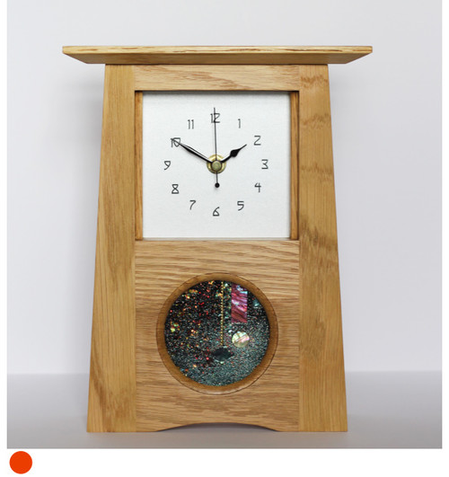 Oak Clock 169  by Archie McDonald - Glass Art Panel by Robert Ryan SOLD