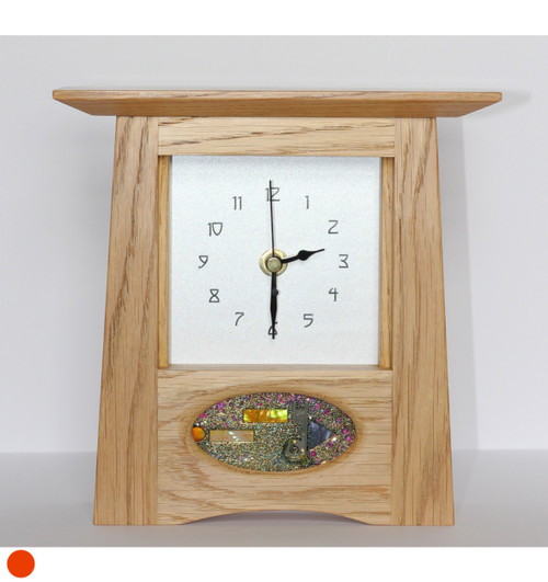 Oak Clock 174 by Archie McDonald - Glass Art Panel by Robert Ryan SOLD