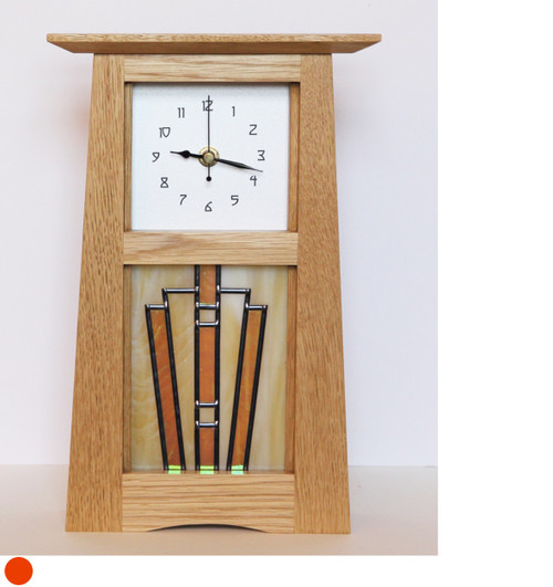 Oak Clock with Leaded Glass Panel 15 by Archie McDonald SOLD