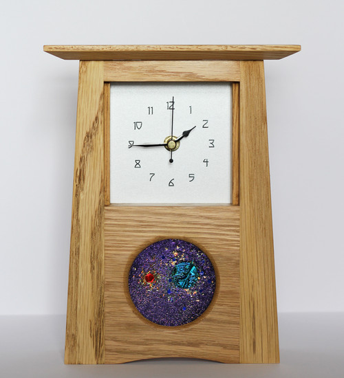 Oak Clock 171 by Archie McDonald Glass Art Panel by Robert Ryan SOLD