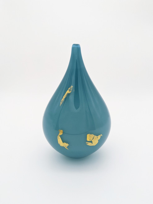 Opaque Teal Dew Drop with Gold Leaf by Elin Isaksson