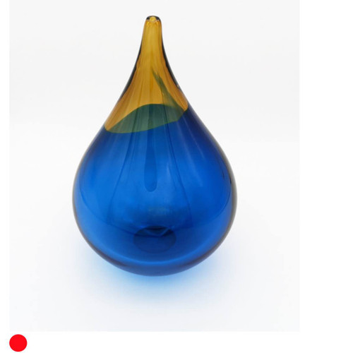 Large Transparent Dew Drop in Aquamarine and Amber by Elin Isaksson