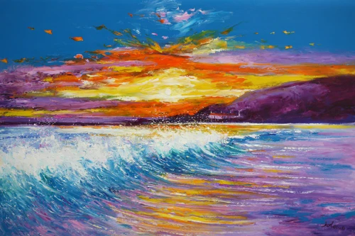 Sunset Carskiey Bay Kintyre by Jolomo SOLD