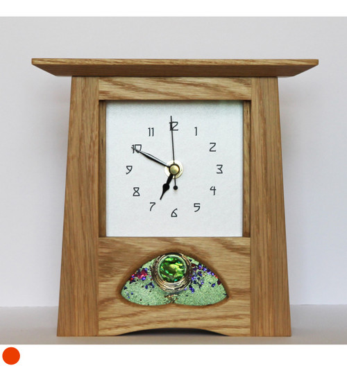 Oak Clock 195 by Archie McDonald Glass Art Panel by Robert Ryan SOLD