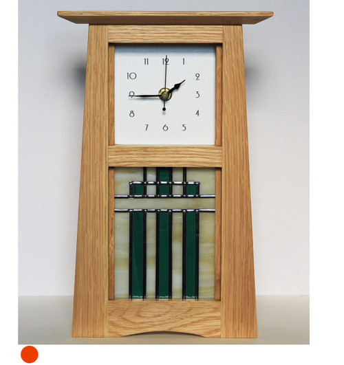 Leaded Glass Panel 16 Oak Clock by Archie McDonald SOLD