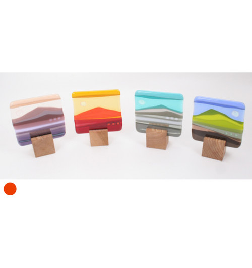Blockscape Sculpture in green & blue by Harmonies in Wood SOLD