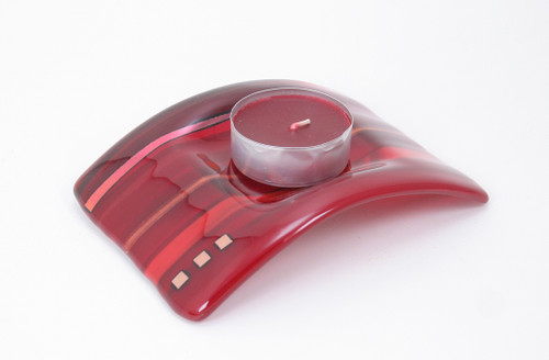 Fused Glass Single Candle Arc (Red) by Harmonies in Wood SOLD