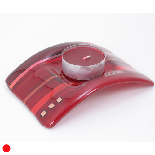 Fused Glass Single Candle Arc (Red) by Harmonies in Wood SOLD