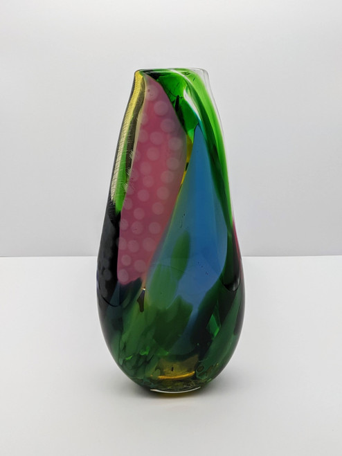 Large Brushstroke Vase in pink, blue and green by Jane Charles SOLD