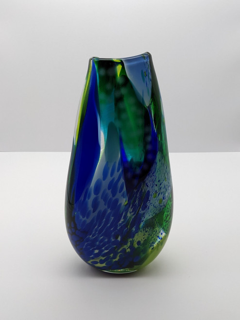 Large Brushstroke Vase in blue and green by Jane Charles SOLD