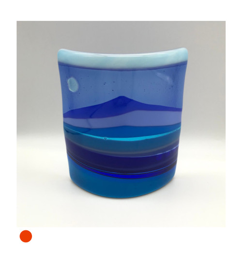 Fused Glass Mini Horizon Panel in Blue by Harmonies in Wood SOLD