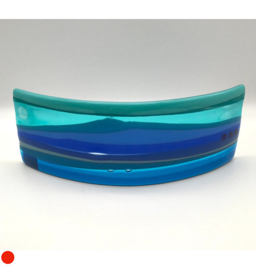 Fused Glass Small Horizon Abstract Landscape Panel in Blue by Harmonies in Wood SOLD