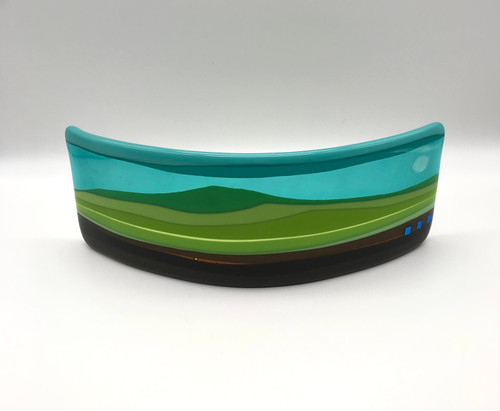 Fused Glass Small Horizon Abstract Landscape Panel  by Harmonies in Wood SOLD
