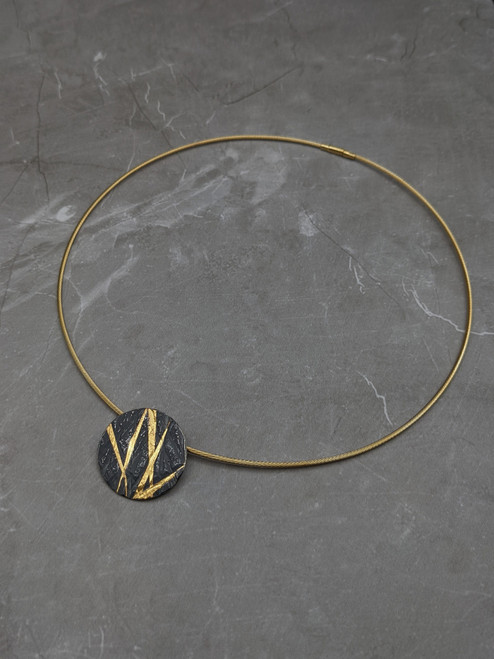 Strata Necklace in Oxidised Silver and Keumboo by Rhona McCallum SOLD