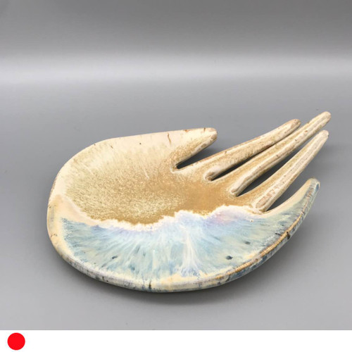 Washed Turquoise and Sand Sculpture Hand by Monika Krajewska, Maison Fragile SOLD