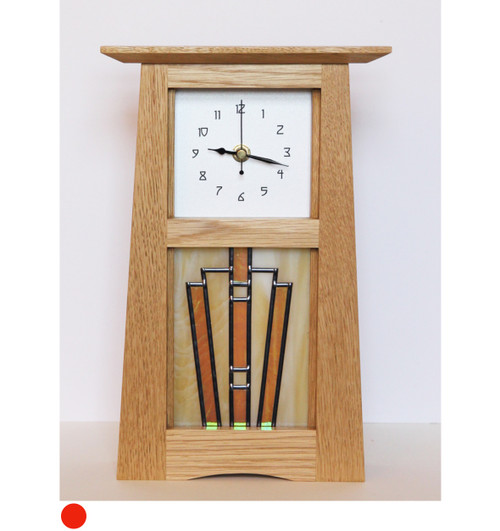 Leaded Glass Panel 15 Oak Clock by Archie McDonald SOLD