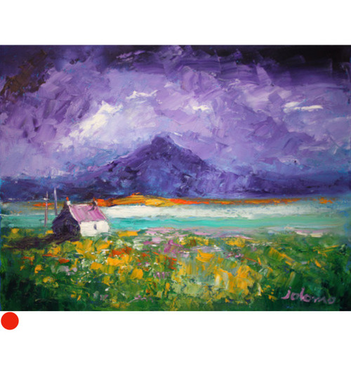 Misty Morninglight Croft on the Machair, South Uist by Jolomo SOLD