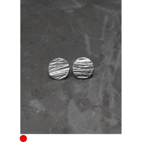 Small Strata Round Earrings in Silver by Rhona McCallum SOLD