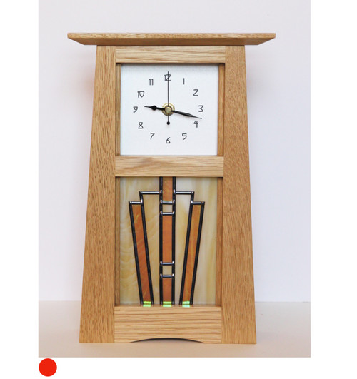 Oak Clock with Leaded Glass Panel by Archie McDonald SOLD