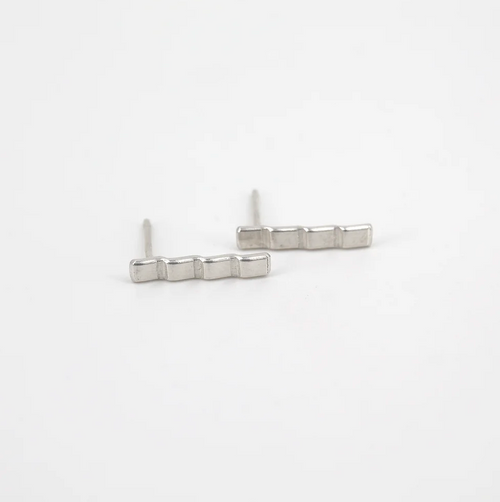 Notches Stud Earrings in Silver by Iona Hall